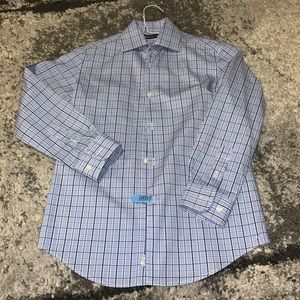 Michael Kors Boys Two Tone Blue Plaid Dress Shirt